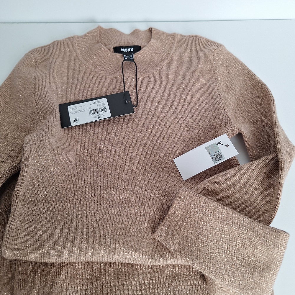 Mexx Women's Crewneck Sweater in Light Beige with Subtle Metallic Thread